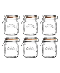 Kilner Square Clip Top Jar 34 oz, Set of 6
