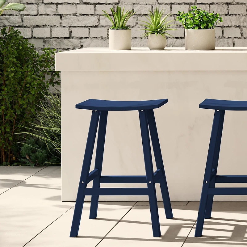 Outdoor Patio Adirondack Bar Height Stool Saddle Seat Chair