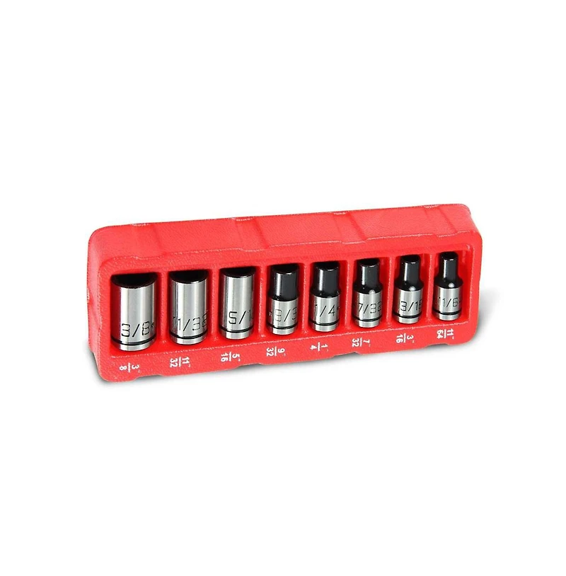 Powerbuilt 8 Piece 1/4 Inch Drive Universal Socket Set with Tray