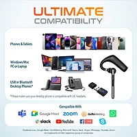 Ultralight Bluetooth Headset with Noise Cancelling Microphone, Bluetooth Earpiece with Charging Case, Auto Pair Usb Dongle for Pc/Laptop, Compatible w