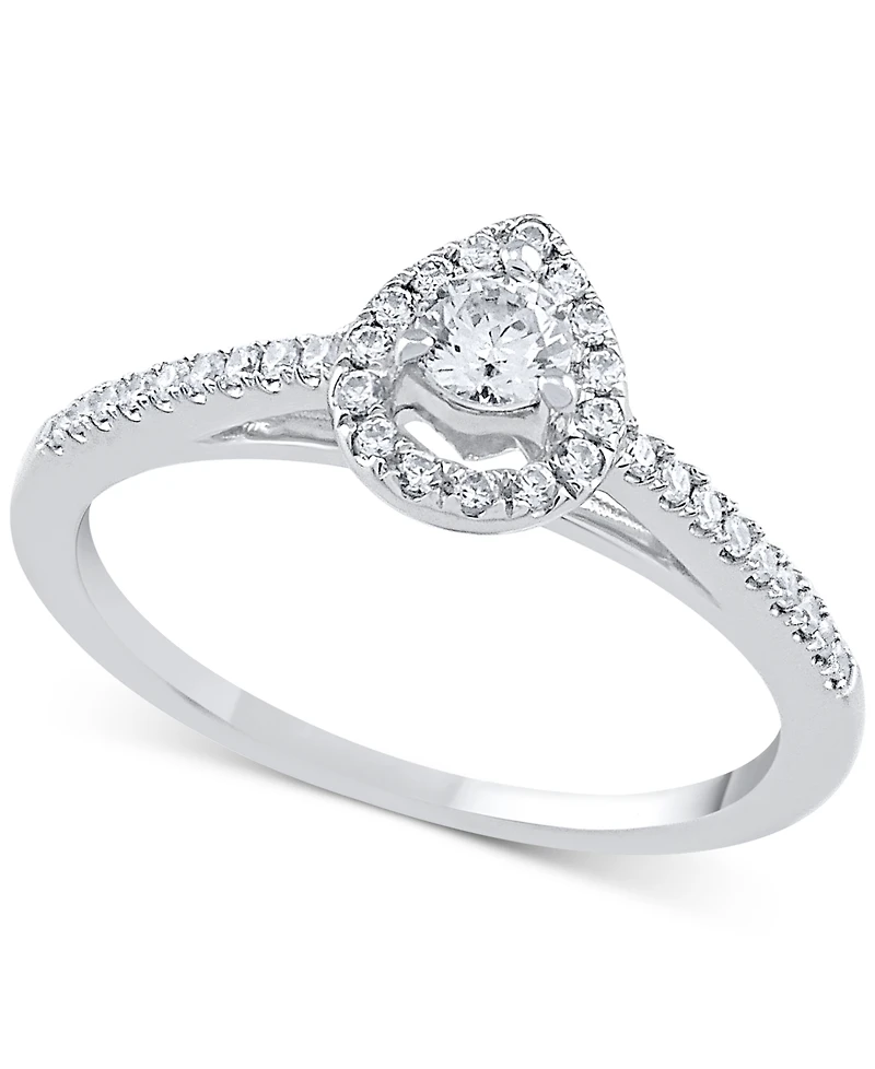 Diamond Teardrop Halo Engagement Ring (1/4 ct. t.w.) 14k White, Yellow or Rose Gold