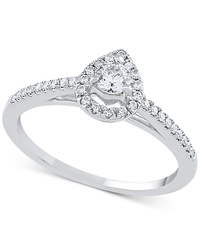 Diamond Teardrop Halo Engagement Ring (1/4 ct. t.w.) 14k White, Yellow or Rose Gold