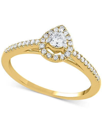 Diamond Teardrop Halo Engagement Ring (1/4 ct. t.w.) 14k White, Yellow or Rose Gold
