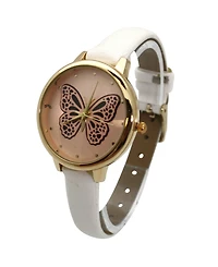 Olivia Pratt Thin Solf Band Butterfly Face Women Watch