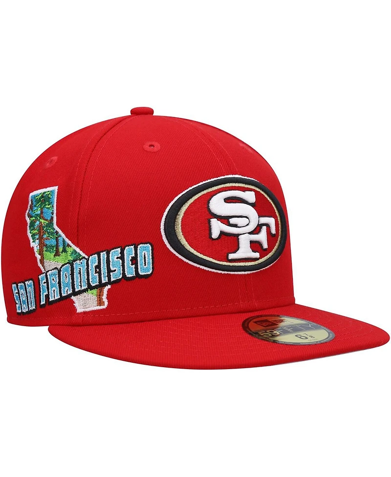 Men's New Era Scarlet San Francisco 49ers Stateview 59FIFTY Fitted Hat
