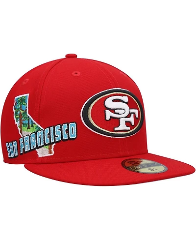 Men's New Era Scarlet San Francisco 49ers Stateview 59FIFTY Fitted Hat