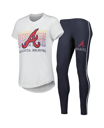 Women's Concepts Sport Charcoal, White Atlanta Braves Sonata T-shirt and Leggings Sleep Set