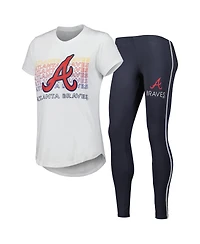 Women's Concepts Sport Charcoal, White Atlanta Braves Sonata T-shirt and Leggings Sleep Set