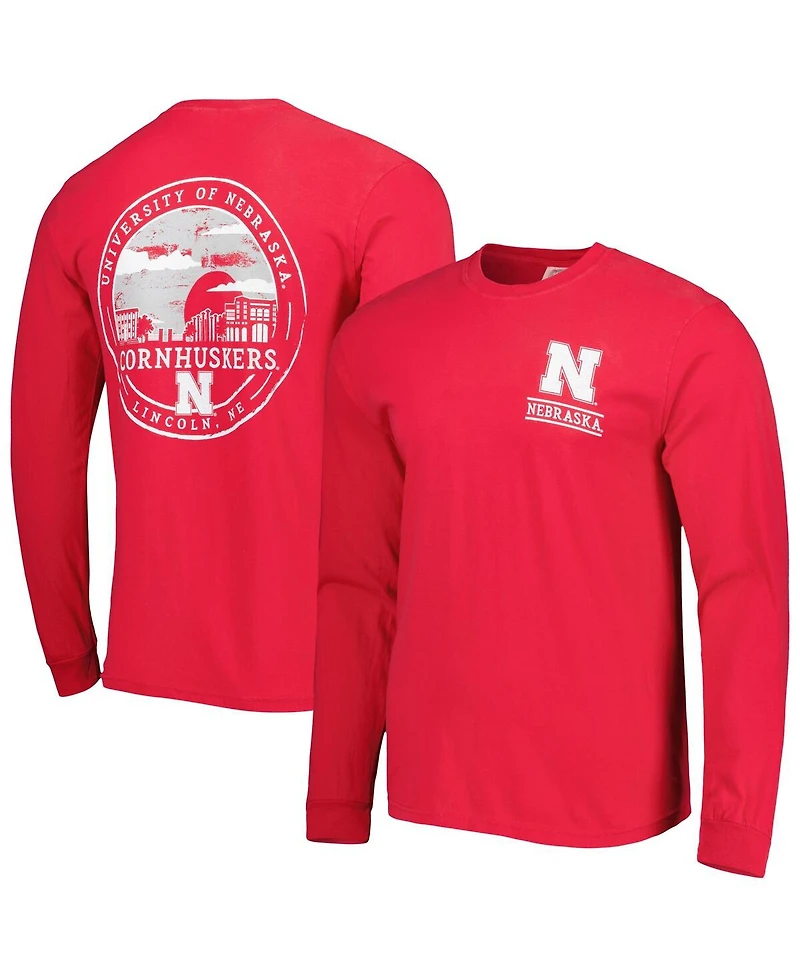 Men's Scarlet Nebraska Huskers Circle Campus Scene Long Sleeve T-shirt
