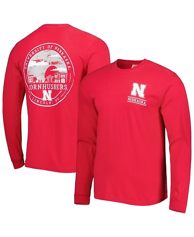Men's Scarlet Nebraska Huskers Circle Campus Scene Long Sleeve T-shirt
