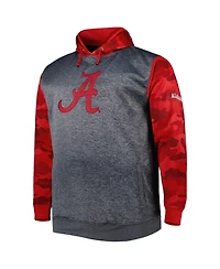 Men's Heather Charcoal Alabama Crimson Tide Big and Tall Raglan Fleece Pullover Hoodie