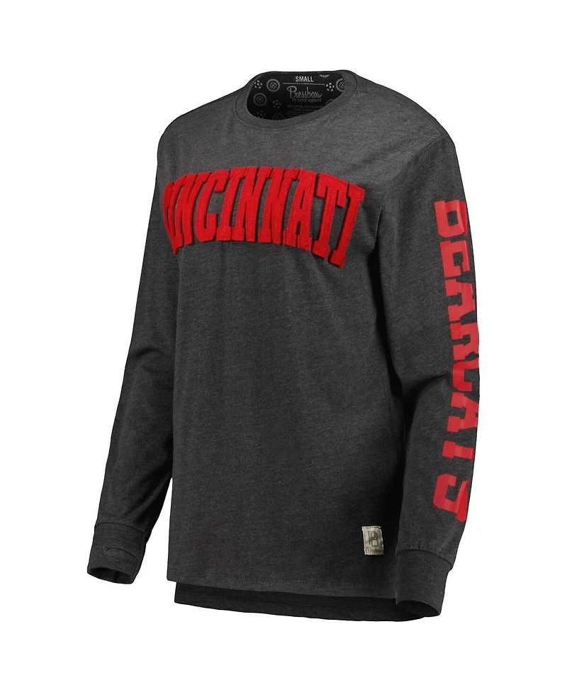Women's Pressbox Black Cincinnati Bearcats Two-Hit Canyon Long Sleeve T-shirt