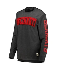 Women's Pressbox Black Cincinnati Bearcats Two-Hit Canyon Long Sleeve T-shirt