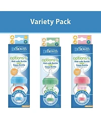 Dr. Browns Baby Anti-Colic Options+ Wide-Neck Baby Bottle to Sippy Bottle, 9oz, 3 pack