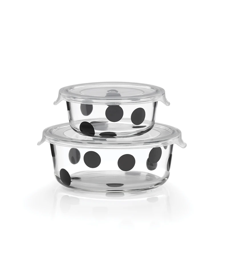 Kate Spade New York Deco Dot Round Food Storage Set, 2 Piece