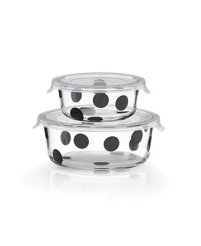 Kate Spade New York Deco Dot Round Food Storage Set, 2 Piece