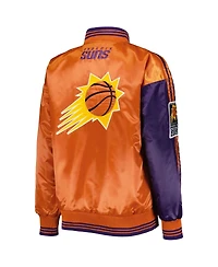 Women's Starter Purple, Orange Phoenix Suns Split Colorblock Satin Full-Snap Varsity Jacket