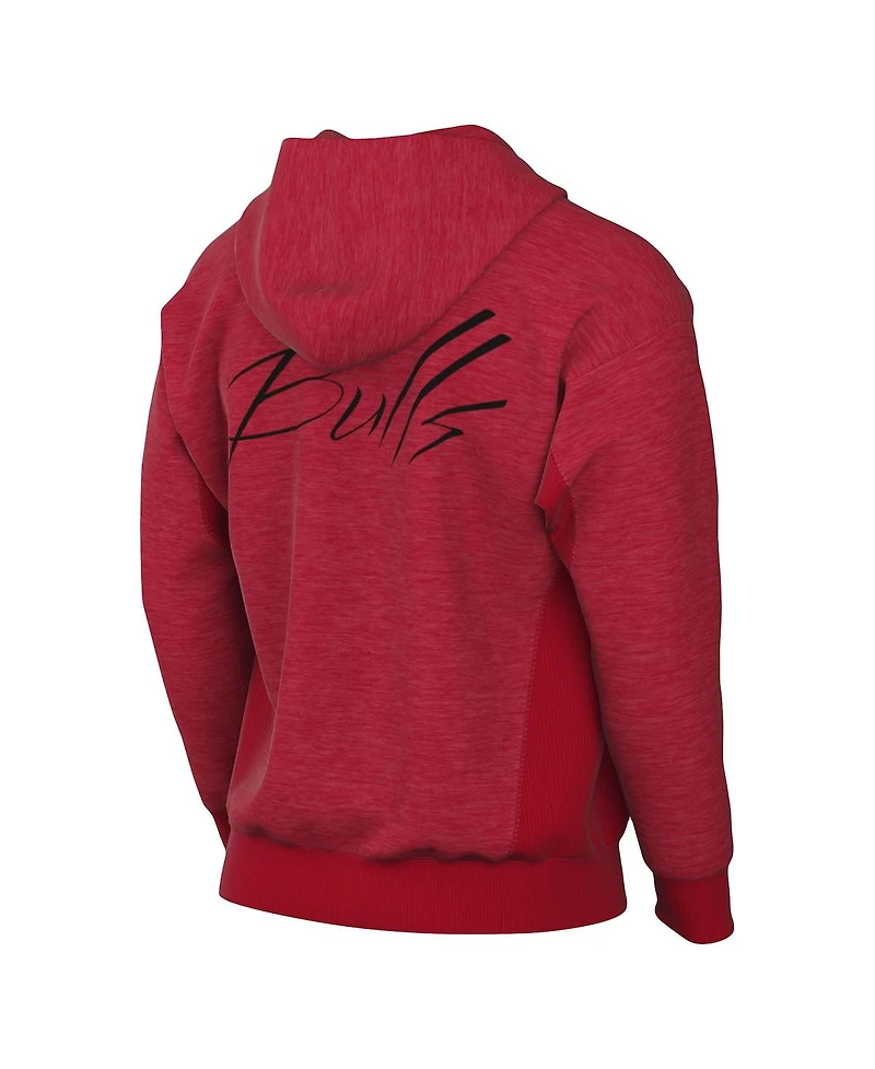 Men's Nike Heather Red Chicago Bulls Courtside Versus Flight Pullover Hoodie
