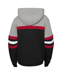 Big Boys Mitchell & Ness Heather Gray, Black Chicago Bulls Hardwood Classics Head Coach Pullover Hoodie