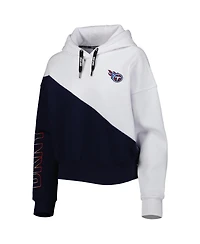 Women's Dkny Sport White, Navy Tennessee Titans Bobbi Color Blocked Pullover Hoodie