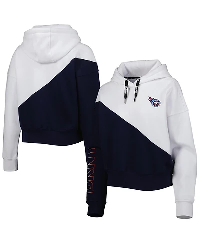 Women's Dkny Sport White, Navy Tennessee Titans Bobbi Color Blocked Pullover Hoodie