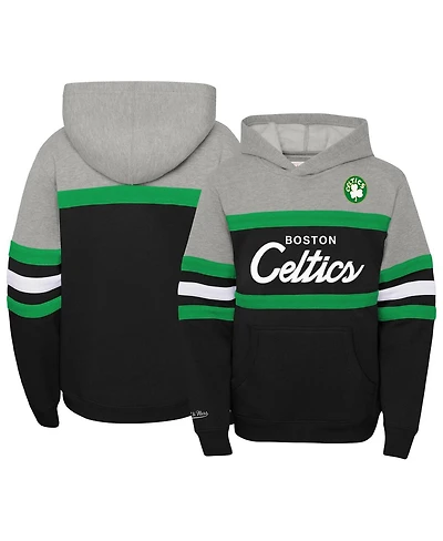 Big Boys Mitchell & Ness Heather Gray, Black Boston Celtics Hardwood Classics Head Coach Pullover Hoodie