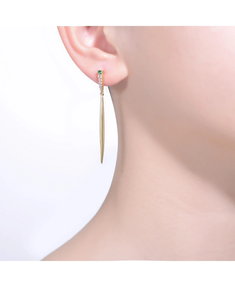 Sterling Silver Cubic Zirconia Icicle Spike Dangle Earrings