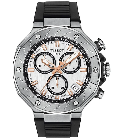 Tissot Men's Swiss Chronograph T-Race Black Strap Watch 45mm