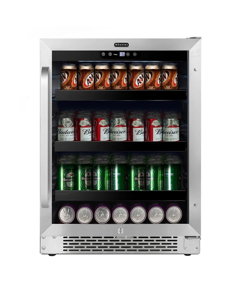Whynter 24 inch Built-In 140 Can Undercounter Stainless Steel Beverage Refrigerator