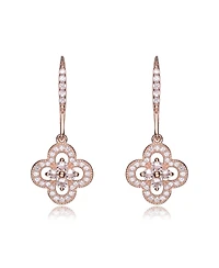 Cubic Zirconia Sterling Silver Flower Shape Micro Pave Earrings