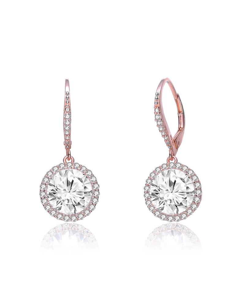 Cubic Zirconia Sterling Silver cluster Round Drop Earrings