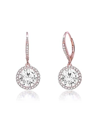 Cubic Zirconia Sterling Silver cluster Round Drop Earrings