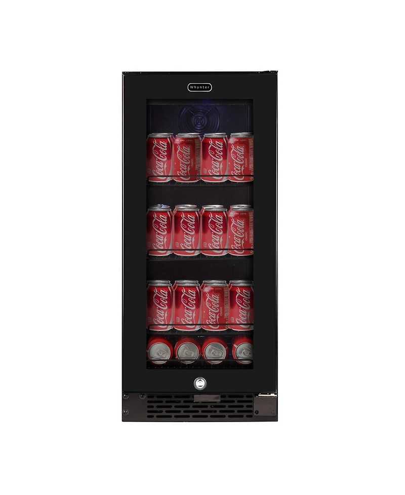Whynter Built-in Black Glass 80-can capacity 3.4 cu ft. Beverage Refrigerator