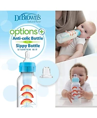 Dr. Browns Baby Options+ Anti-Colic Baby Bottle to Sippy Bottle Starter Kit, 8oz, 3 pack