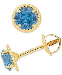 Children's Cubic Zirconia Beaded Frame Stud Earrings 14k Gold