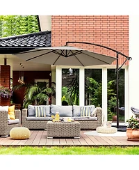 10FT Patio Offset Hanging Umbrella Easy Tilt Adjustment 8 Ribs