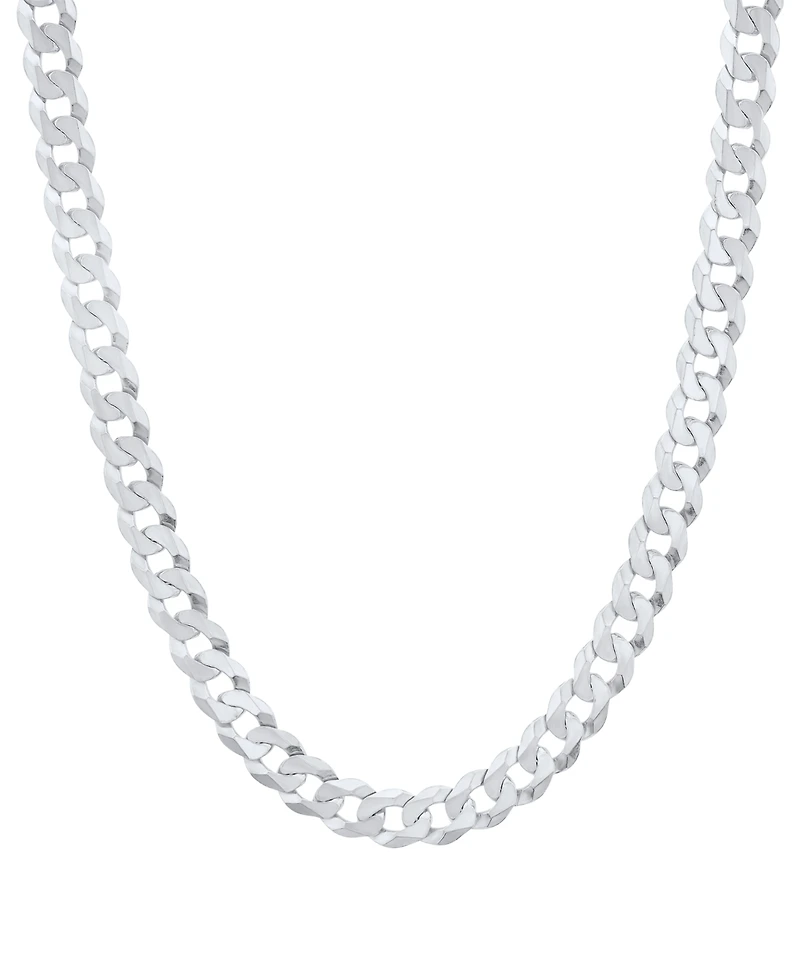Polished Solid Flat Curb Link 22" Chain Necklace in 14k Gold-Plated Sterling Silver & Sterling Silver