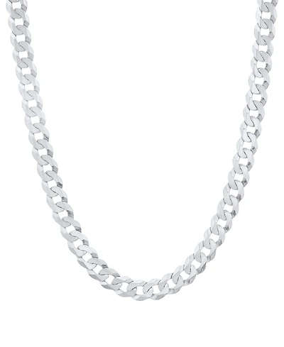 Polished Solid Flat Curb Link 22" Chain Necklace in 14k Gold-Plated Sterling Silver & Sterling Silver