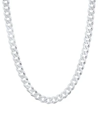 Polished Solid Flat Curb Link 22" Chain Necklace in 14k Gold-Plated Sterling Silver & Sterling Silver