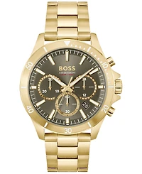 Hugo Boss Men's Troper Quartz Fashion Chronograph Ionic Plated Gold-Tone Steel Watch 45mm