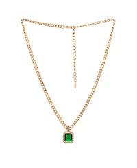 Ettika Emerald Stone Pendant 18K Gold Plated Link Necklace