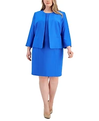 Le Suit Plus Collarless Jacket & Sheath Dress