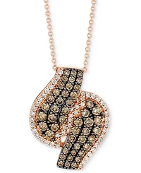 Le Vian Chocolatier Chocolate Diamond (1-1/5 ct. t.w.) & Vanilla Diamond (1/3 ct. t.w.) Swirl 18" Pendant Necklace in 14k Rose Gold