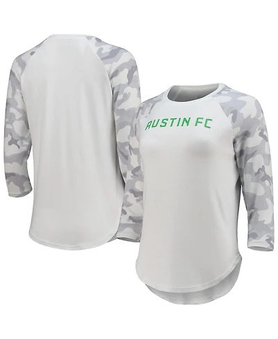 Women's Concepts Sport White, Gray Austin Fc Composite 3/4-Sleeve Raglan Top