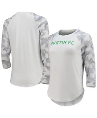Women's Concepts Sport White, Gray Austin Fc Composite 3/4-Sleeve Raglan Top