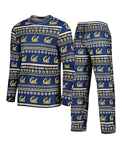 Men's Concepts Sport Navy Cal Bears Swivel Long Sleeve T-shirt and Pants Sleep Set