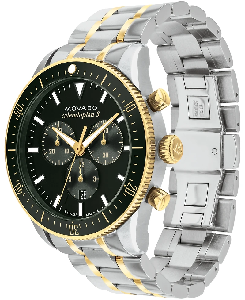 Movado Men's Calendoplan S Swiss Quartz Chronograph Two Tone Stainless Steel Watch 42mm