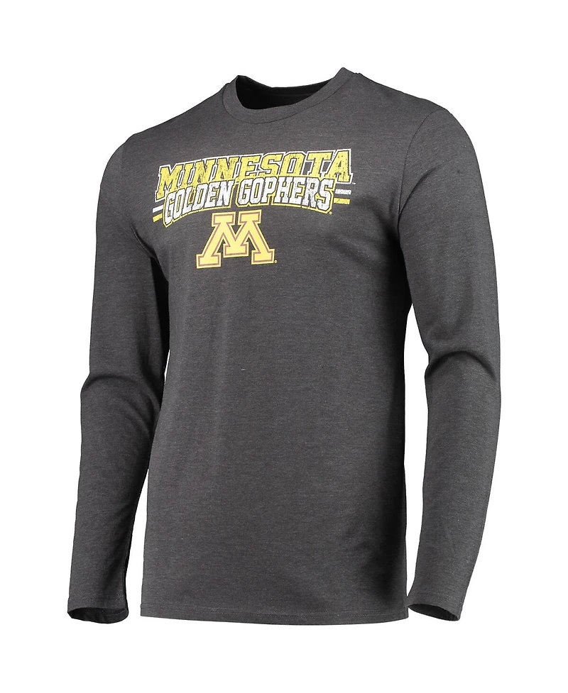 Men's Concepts Sport Maroon, Heathered Charcoal Minnesota Golden Gophers Meter Long Sleeve T-shirt and Pants Sleep Set