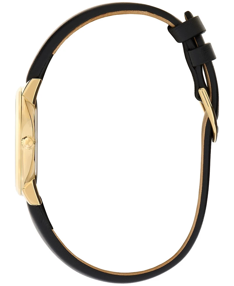 Olivia Burton Women's Ultra Slim Bee Black Leather Watch 28mm