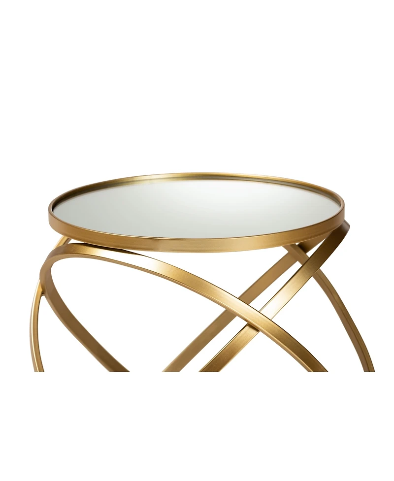 Baxton Studio Desma Glam and Luxe 20.3" Finished Metal and Mirrored Glass End Table